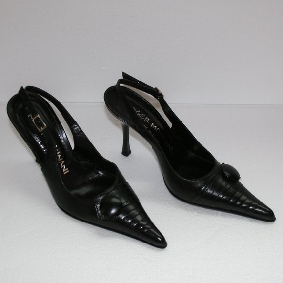 Roger Mohnani Black Leather Pumps /Italy Size 8/38 - Picture 1 of 10
